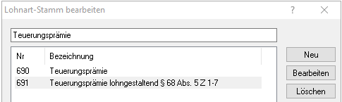 Lohnarten Teuerungsprämie
